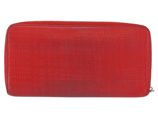 LOEWE Langer Geldbeutel Leder Rot Silber Auth 154215 - Ansicht 2