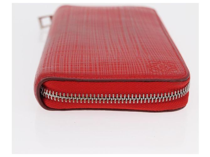 LOEWE Langer Geldbeutel Leder Rot Silber Auth 154215 - Ansicht 3