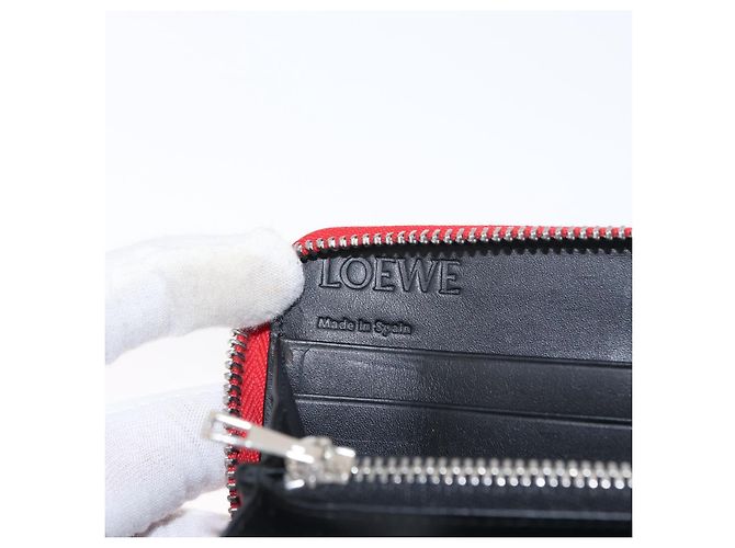 LOEWE Langer Geldbeutel Leder Rot Silber Auth 154215 - Ansicht 9