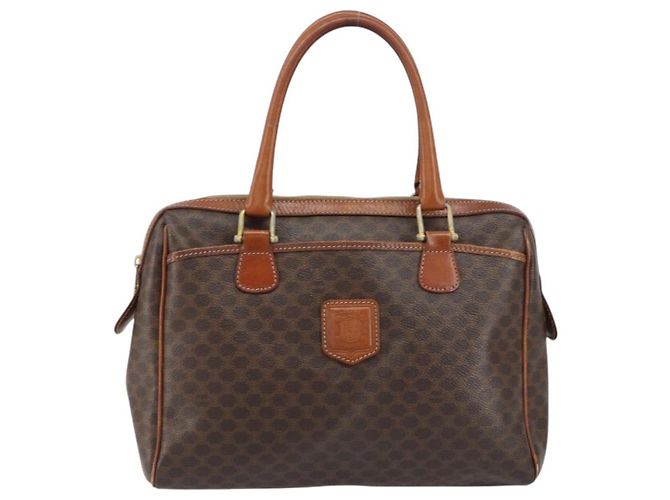 Céline Borsa a mano in tela Macadam CELINE in pelle PVC marrone oro Auth 156865 D'oro - vista 13