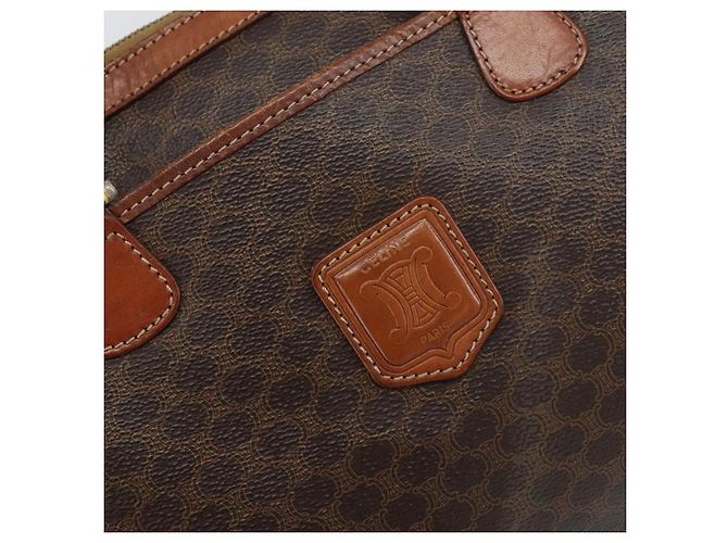 Céline Borsa a mano in tela Macadam CELINE in pelle PVC marrone oro Auth 156865 D'oro - vista 17