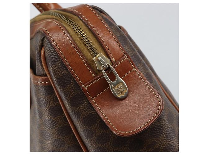 Céline Borsa a mano in tela Macadam CELINE in pelle PVC marrone oro Auth 156865 D'oro - vista 18