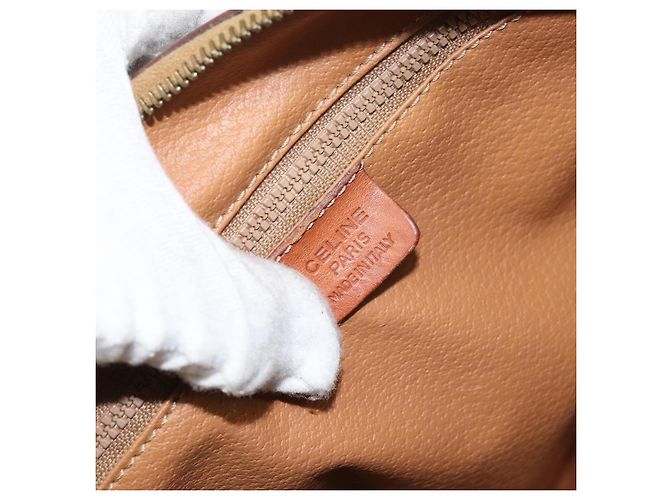 Céline Borsa a mano in tela Macadam CELINE in pelle PVC marrone oro Auth 156865 D'oro - vista 19