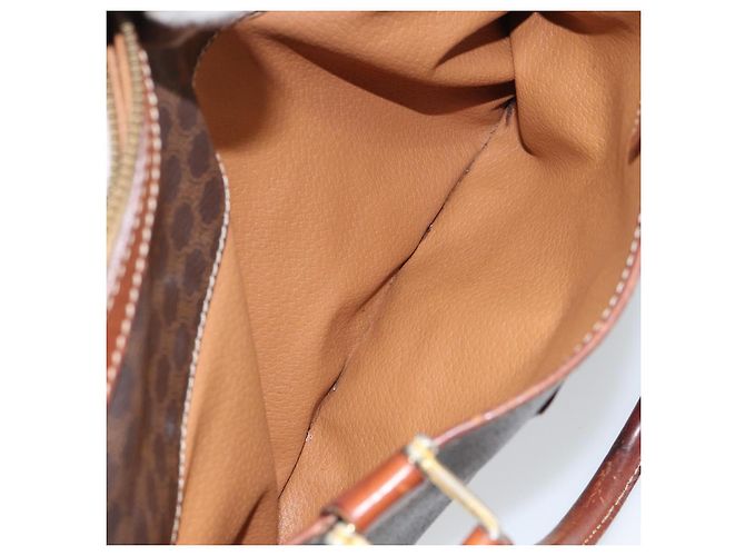 Céline Borsa a mano in tela Macadam CELINE in pelle PVC marrone oro Auth 156865 D'oro - vista 23
