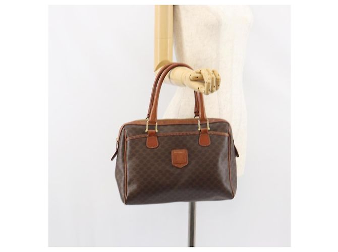 Céline Borsa a mano in tela Macadam CELINE in pelle PVC marrone oro Auth 156865 D'oro - vista 24