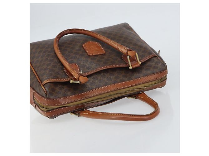 Céline Borsa a mano in tela Macadam CELINE in pelle PVC marrone oro Auth 156865 D'oro - vista 6