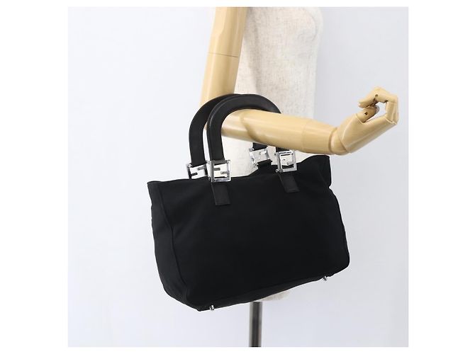 Borsa FENDI in nylon nero argento autentica ki6181 - vista 19