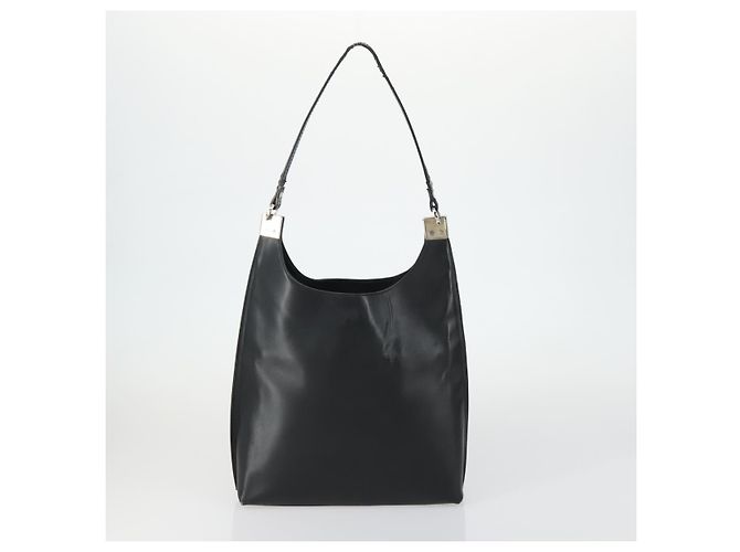 Salvatore Ferragamo Schultertasche Leder Canvas 2 Set Schwarz Silber Authentisch bs31495 - Ansicht 3