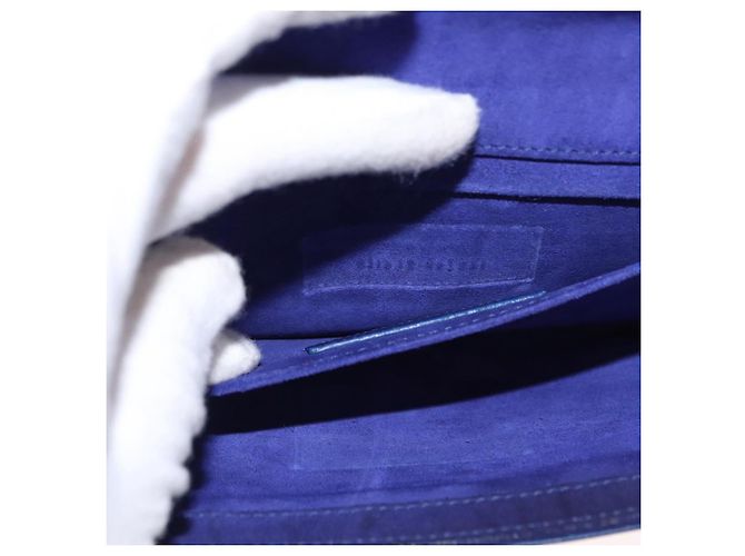 Saint Laurent Borsa Clutch Y line in pelle blu e oro Auth 157238V D'oro - vista 11