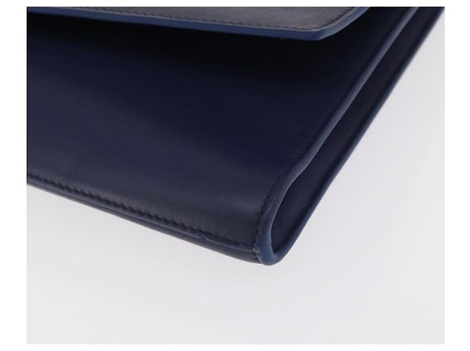 Saint Laurent Borsa Clutch Y line in pelle blu e oro Auth 157238V D'oro - vista 14
