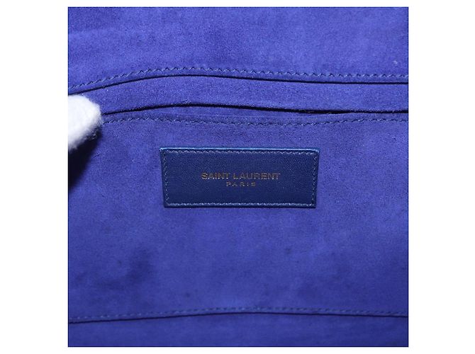 Saint Laurent Borsa Clutch Y line in pelle blu e oro Auth 157238V D'oro - vista 17
