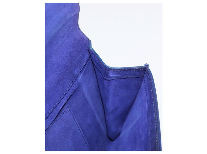Saint Laurent Borsa Clutch Y line in pelle blu e oro Auth 157238V D'oro - vista 18