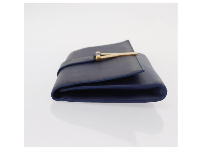Saint Laurent Borsa Clutch Y line in pelle blu e oro Auth 157238V D'oro - vista 4