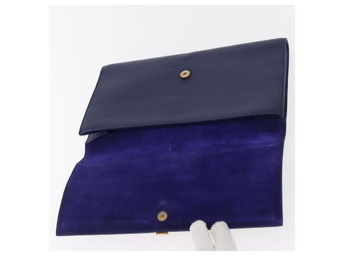 Saint Laurent Borsa Clutch Y line in pelle blu e oro Auth 157238V D'oro - vista 9