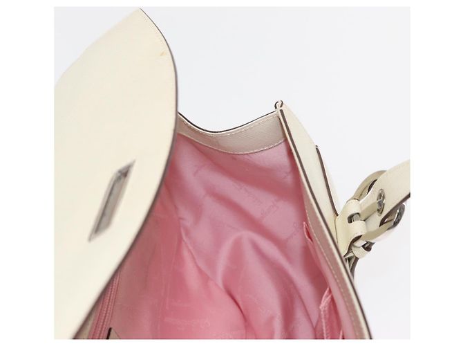 Bolsa de Ombro Gancini em Couro Branco e Prata da Salvatore Ferragamo Auth ka722 - vista 18