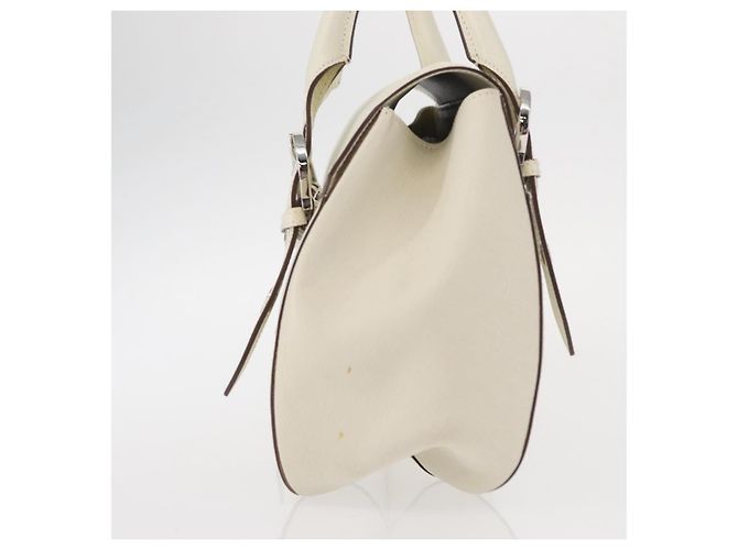 Bolsa de Ombro Gancini em Couro Branco e Prata da Salvatore Ferragamo Auth ka722 - vista 3