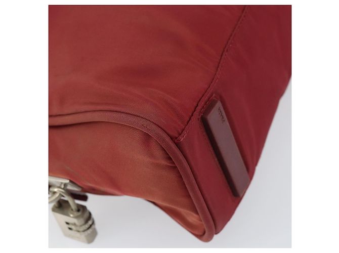 PRADA Borsa a mano in nylon rosso argento Auth BA8645 - vista 14