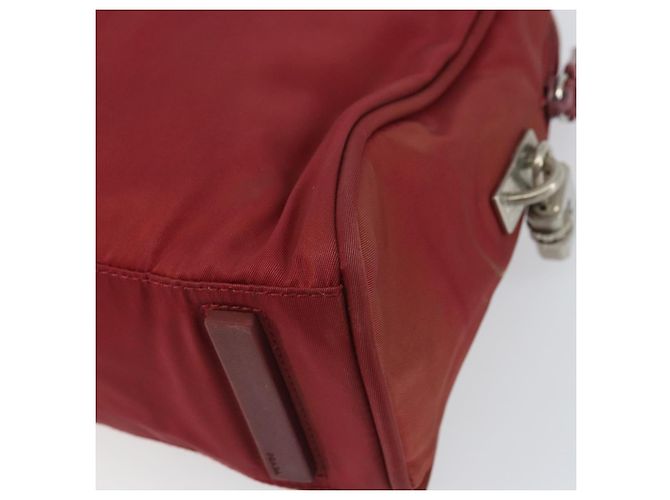 PRADA Borsa a mano in nylon rosso argento Auth BA8645 - vista 15
