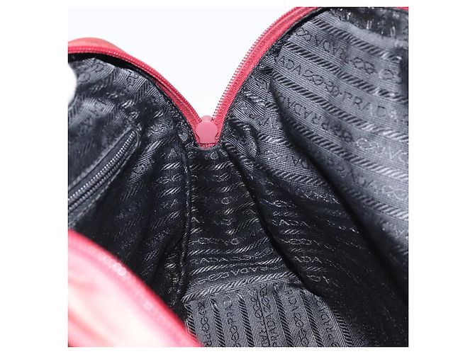 PRADA Borsa a mano in nylon rosso argento Auth BA8645 - vista 21