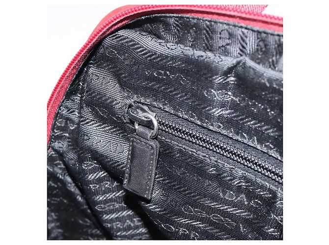 PRADA Borsa a mano in nylon rosso argento Auth BA8645 - vista 23