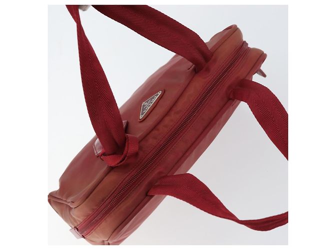 PRADA Borsa a mano in nylon rosso argento Auth BA8645 - vista 6