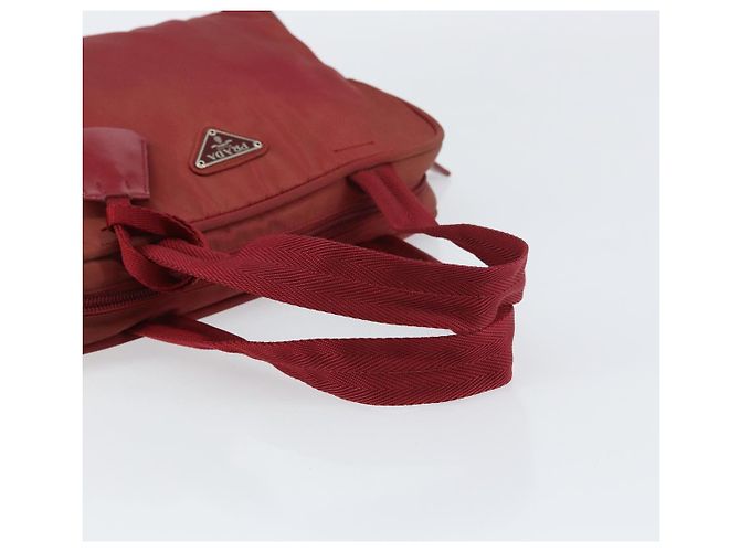 PRADA Borsa a mano in nylon rosso argento Auth BA8645 - vista 7