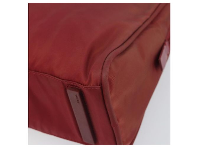 PRADA Borsa a mano in nylon rosso argento Auth BA8645 - vista 9