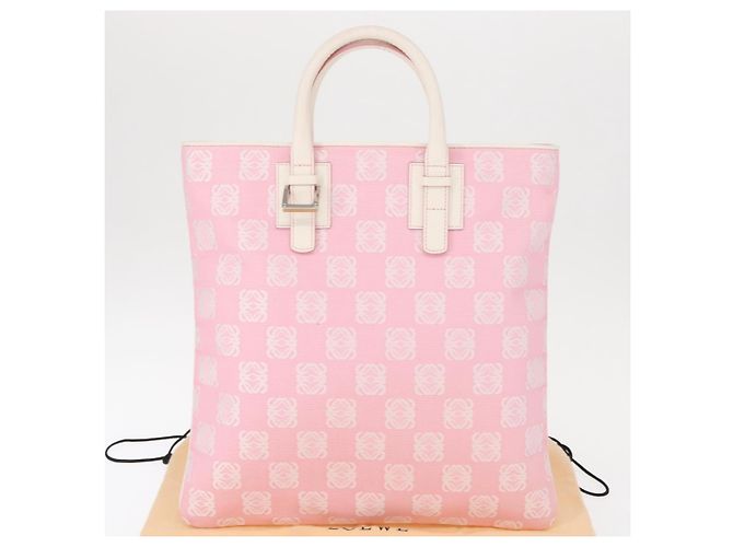 LOEWE Borsa a Mano Anagram in Tela Rosa Argento Auth yk19791 - vista 12