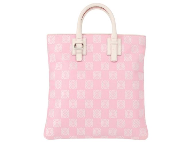 LOEWE Borsa a Mano Anagram in Tela Rosa Argento Auth yk19791 - vista 13
