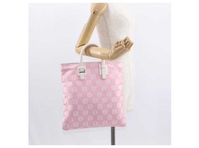 LOEWE Borsa a Mano Anagram in Tela Rosa Argento Auth yk19791 - vista 23