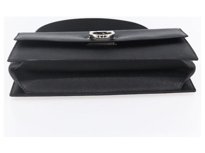 Borsa a Spalla Gancini in Pelle Nera e Argento Salvatore Ferragamo Auth 153903 Nero - vista 10