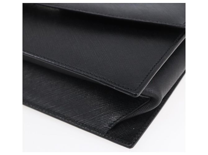 Borsa a Spalla Gancini in Pelle Nera e Argento Salvatore Ferragamo Auth 153903 Nero - vista 11