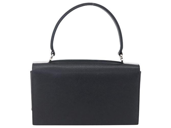 Borsa a Spalla Gancini in Pelle Nera e Argento Salvatore Ferragamo Auth 153903 Nero - vista 4