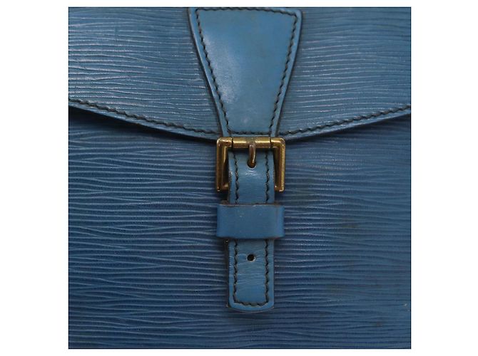 LOUIS VUITTON Borsa a Spalla Epi Jeune Fille MM Blu Toledo M52155 LV Auth 152333 - vista 18
