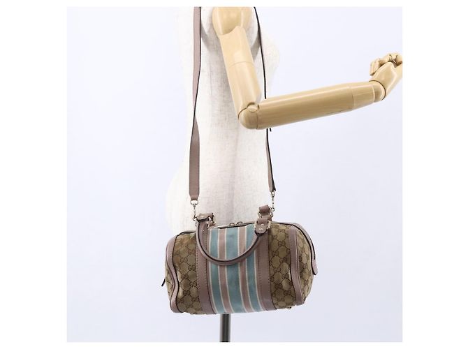 Borsa a mano GUCCI GG Canvas Sherry Line 2way Beige Oro 269876 Auth 152562 D'oro - vista 25