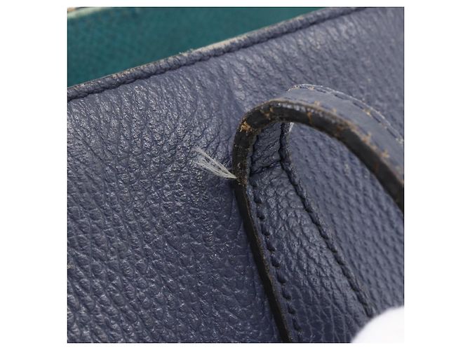 Borsa Tote in pelle blu navy e oro GUCCI 354397 Auth 152574 D'oro - vista 10