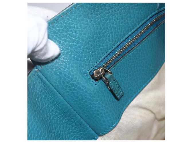 Borsa Tote in pelle blu navy e oro GUCCI 354397 Auth 152574 D'oro - vista 18