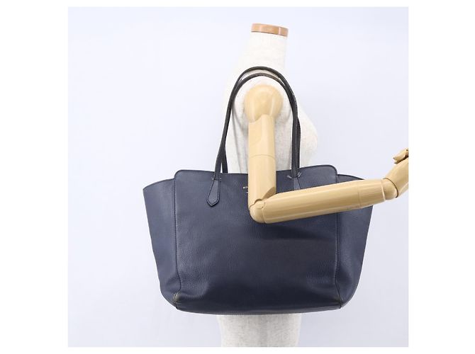 Borsa Tote in pelle blu navy e oro GUCCI 354397 Auth 152574 D'oro - vista 22