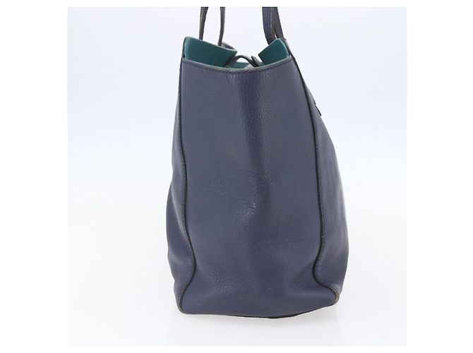 Borsa Tote in pelle blu navy e oro GUCCI 354397 Auth 152574 D'oro - vista 3