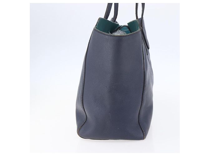 Borsa Tote in pelle blu navy e oro GUCCI 354397 Auth 152574 D'oro - vista 4