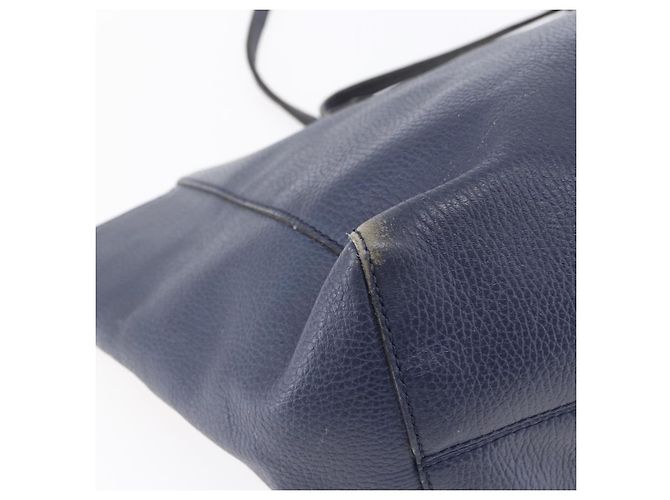 Borsa Tote in pelle blu navy e oro GUCCI 354397 Auth 152574 D'oro - vista 9