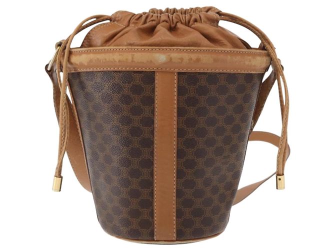 Céline Borsa a spalla in tela Macadam CELINE in pelle PVC marrone oro Auth 152579 D'oro - vista 13