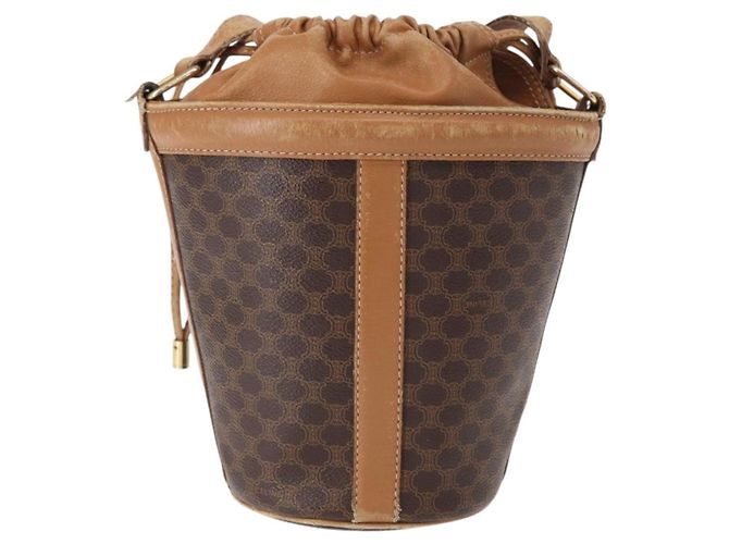 Céline Borsa a spalla in tela Macadam CELINE in pelle PVC marrone oro Auth 152579 D'oro - vista 2