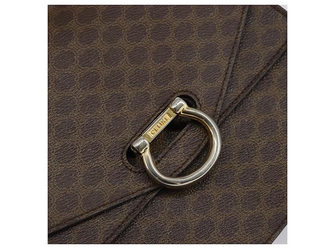 Céline Bolsa de mão em lona Macadam CELINE em couro PVC marrom dourado Auth ar13810 - vista 14