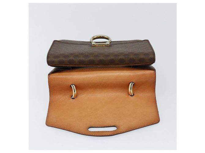 Céline Bolsa de mão em lona Macadam CELINE em couro PVC marrom dourado Auth ar13810 - vista 15