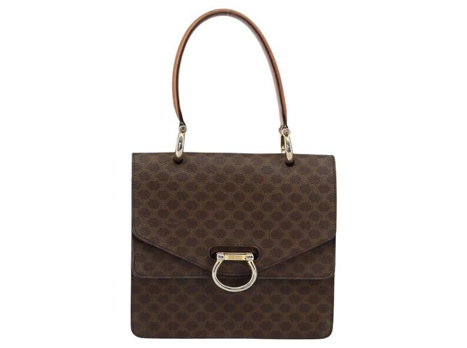 Céline Bolsa de mão em lona Macadam CELINE em couro PVC marrom dourado Auth ar13810 - vista 2