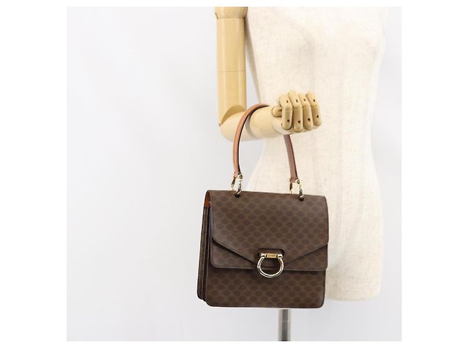Céline Bolsa de mão em lona Macadam CELINE em couro PVC marrom dourado Auth ar13810 - vista 24