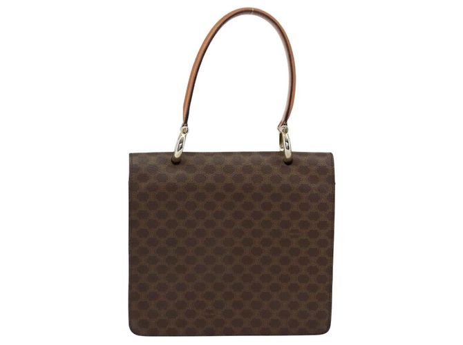 Céline Bolsa de mão em lona Macadam CELINE em couro PVC marrom dourado Auth ar13810 - vista 3