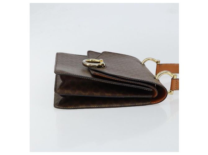 Céline Bolsa de mão em lona Macadam CELINE em couro PVC marrom dourado Auth ar13810 - vista 4