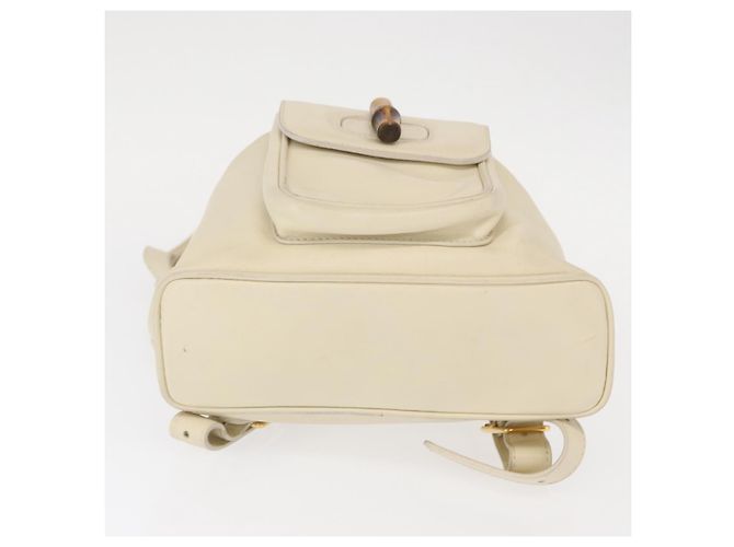 Zaino in pelle Gucci Bamboo bianco e oro 003 2058 0030 Auth BA7971 D'oro - vista 12